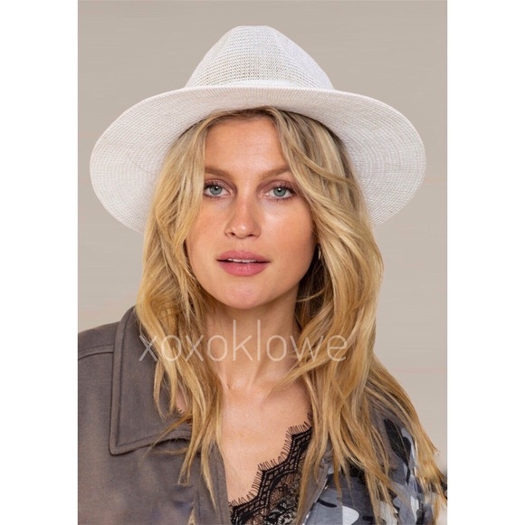 POL White Woven Panama Hat with Decorative Strap